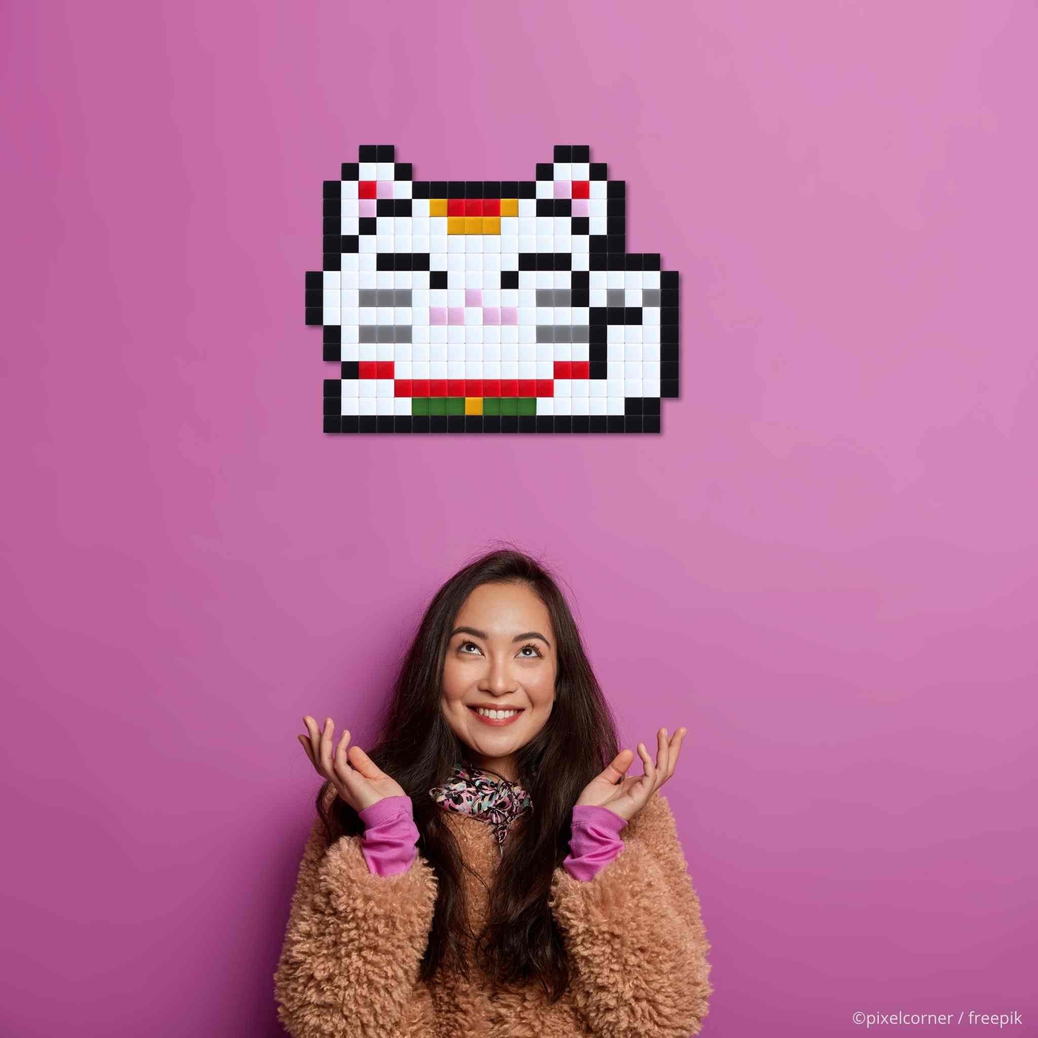 Pixel Art Kit "Lucky Cat" par Pixel Corner - Kits de loisirs créatifs