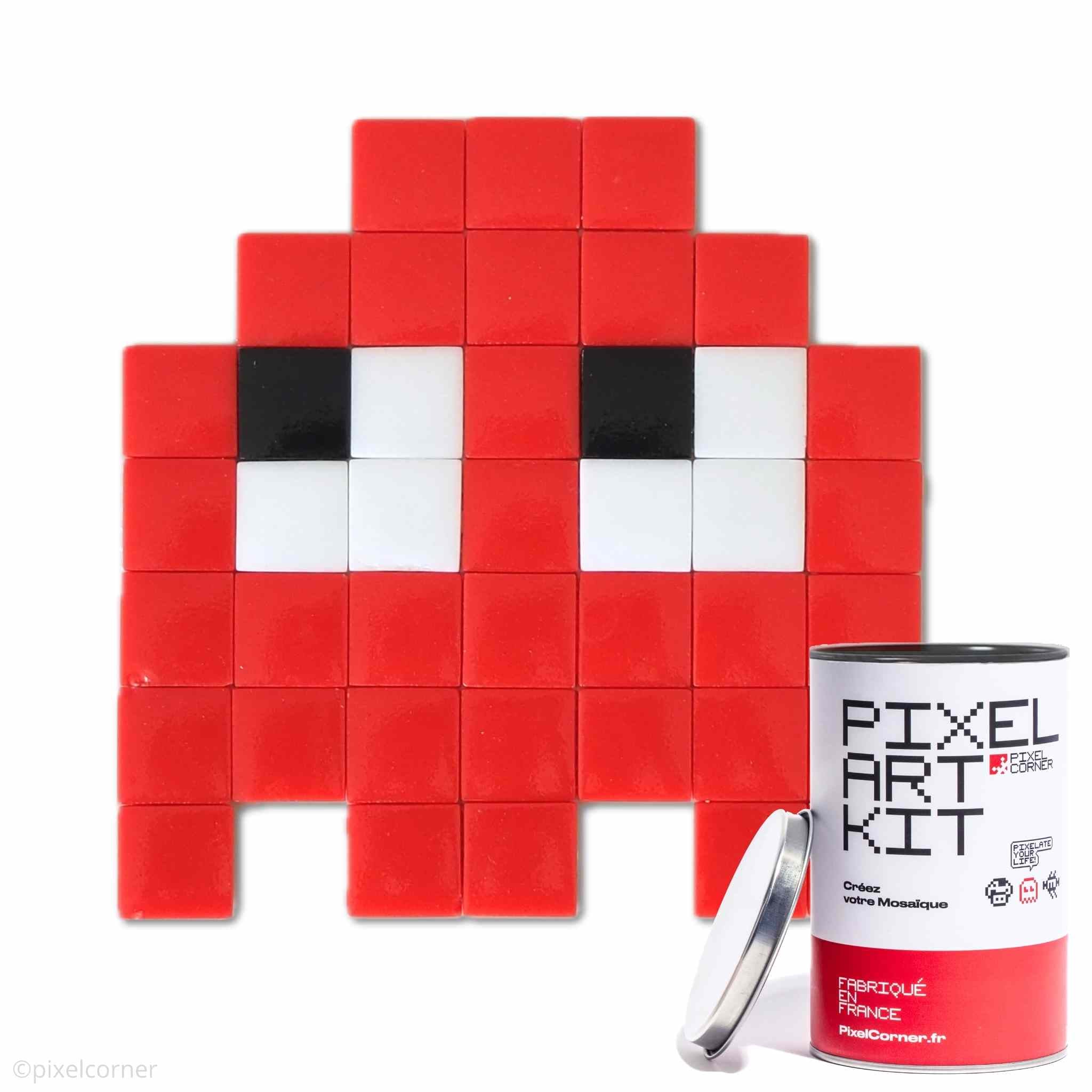 Pixel Art Kit "Les Gloomie(s) Reddy" - Kits de loisirs créatifs décoration diy en mosaïque de verre fantome rouge pacman geek