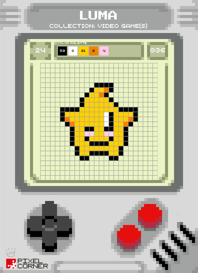 ⭐ Pixel Card(s) Luma – L’étoile mignonne de Super Mario Galaxy en pixel art DIY - Pixel Corner
