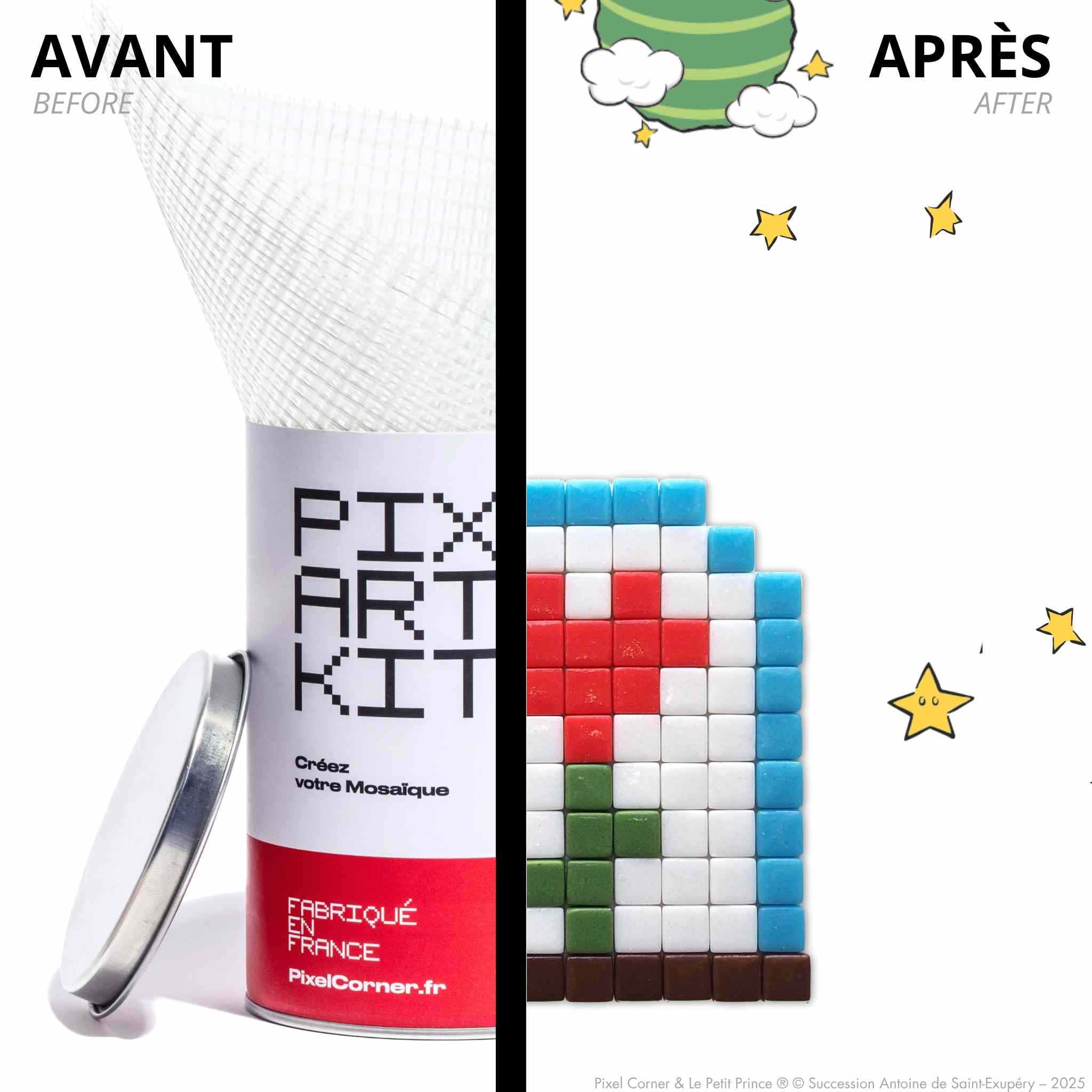 Pixel Art Kit "Amour Sous Cloche" - Le Petit Prince® par Pixel Corner - Kits de loisirs créatifs