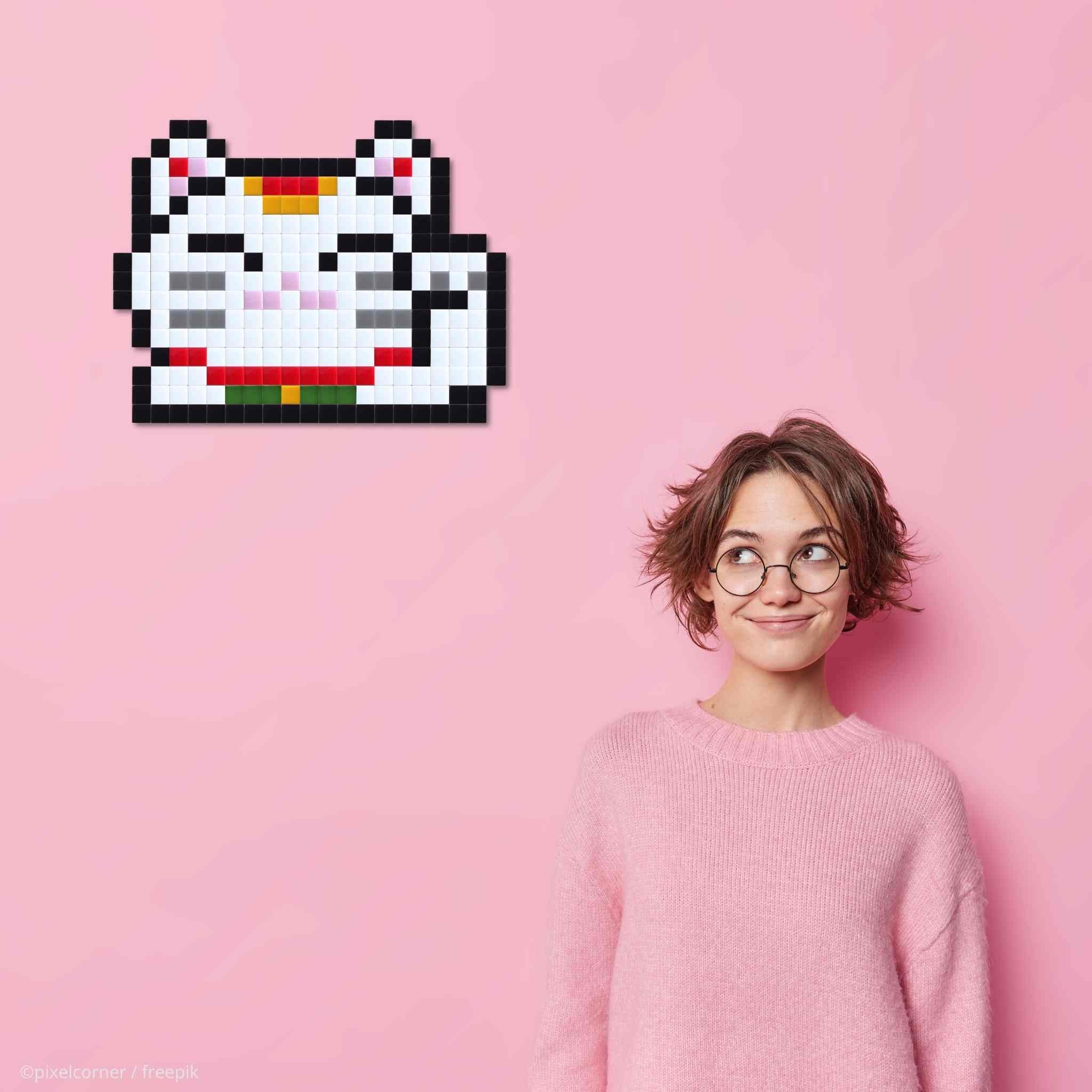 Pixel Art Kit "Lucky Cat" par Pixel Corner - Kits de loisirs créatifs