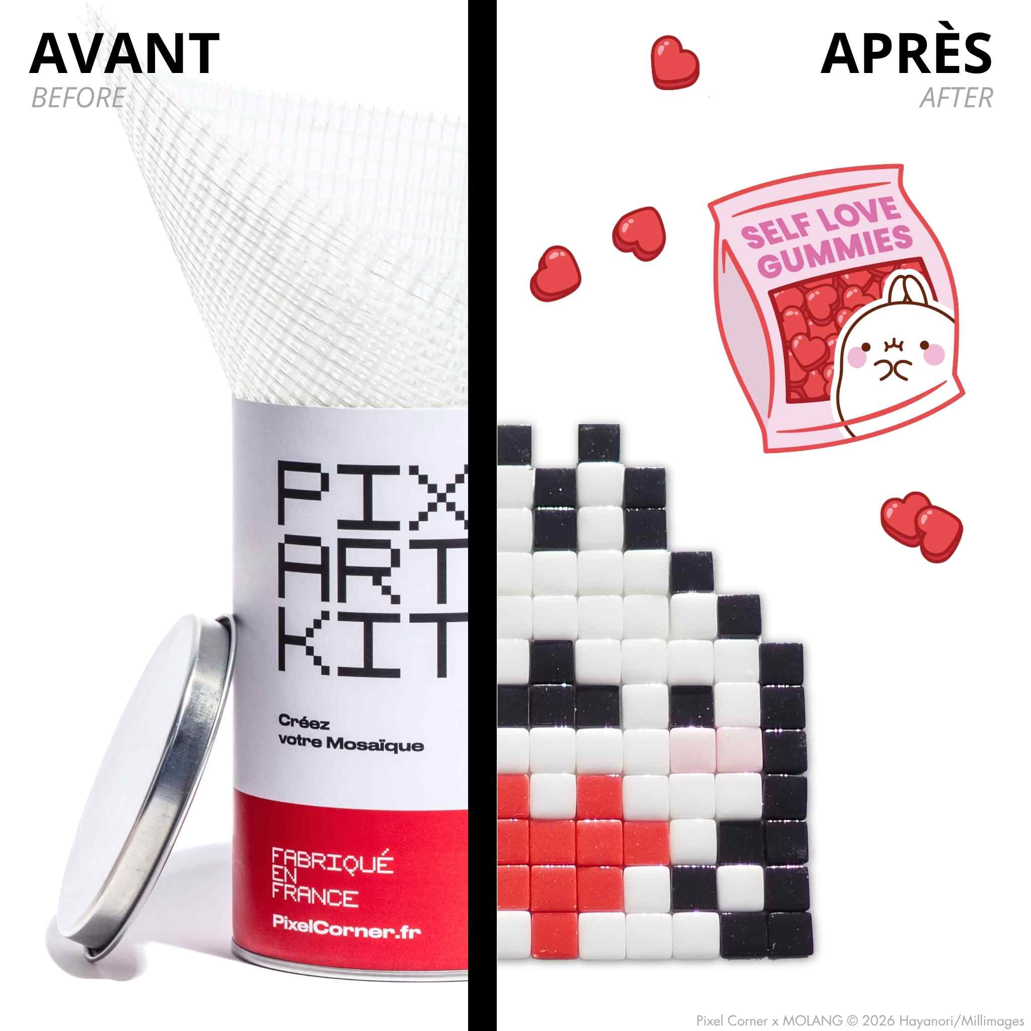 Pixel Art Kit "Molang & Love" par Pixel Corner - Kits de loisirs créatifs