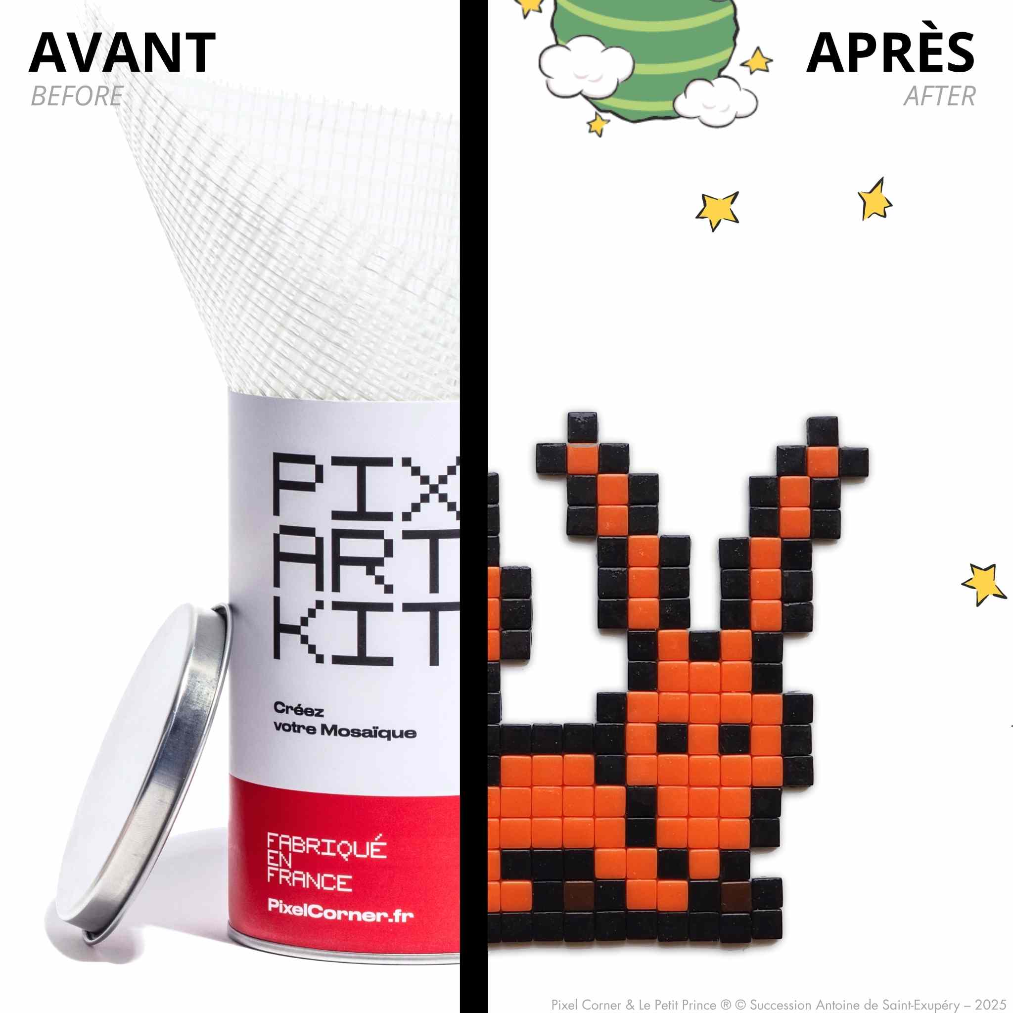 Pixel Art Kit "Renard Apprivoisé" - Le Petit Prince® par Pixel Corner - Kits de loisirs créatifs