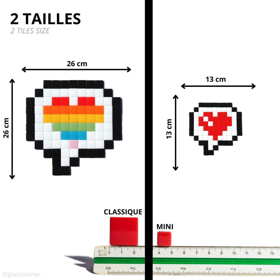 Comparaison des tailles Pixel Corner