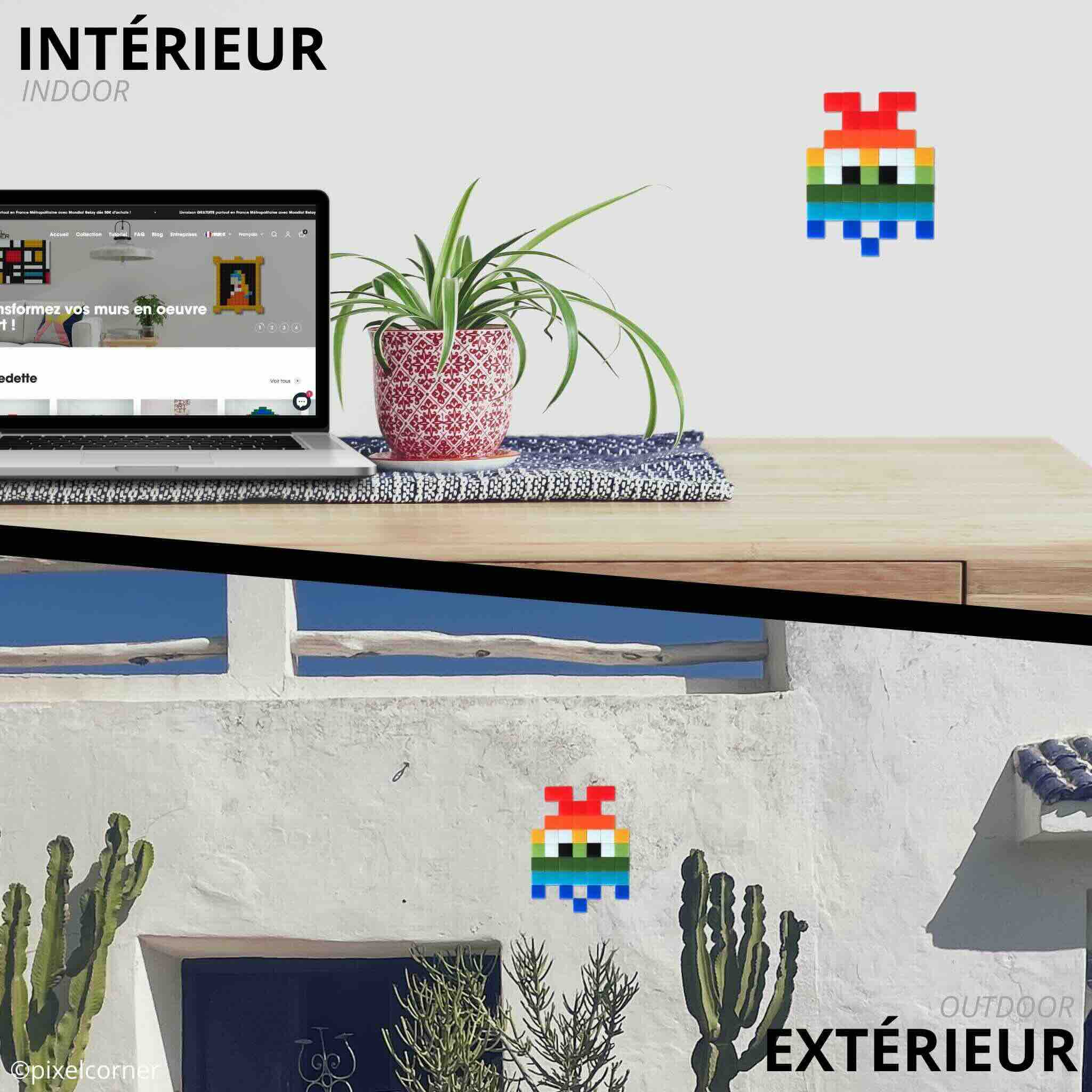 Pixel Art Kit "Rainbow Gloom" - Kits de loisirs créatifs diy en mosaïque collé sur mur intérieur et dehors